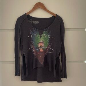 Trunk Ltd Journey Graphic Long Sleeve Waffle Knit Top - Dark Gray